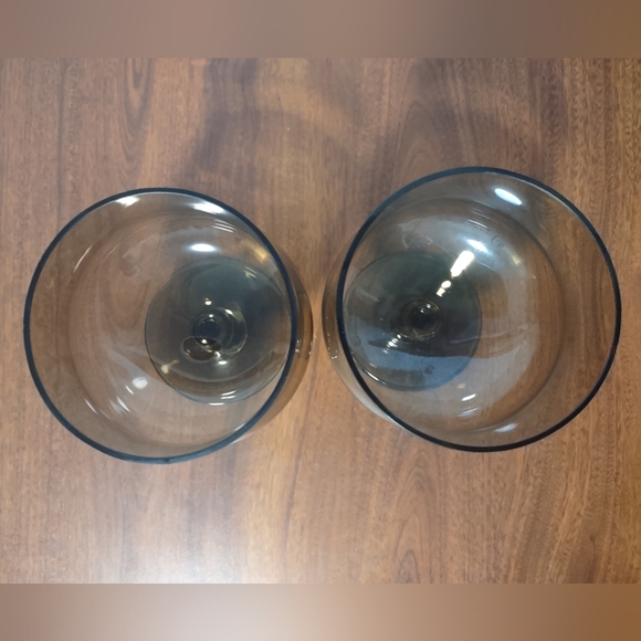 Set Of 2 Smoke Brown Tulip Shaped Goblets With Clear Stem - Picture 6 of 6
